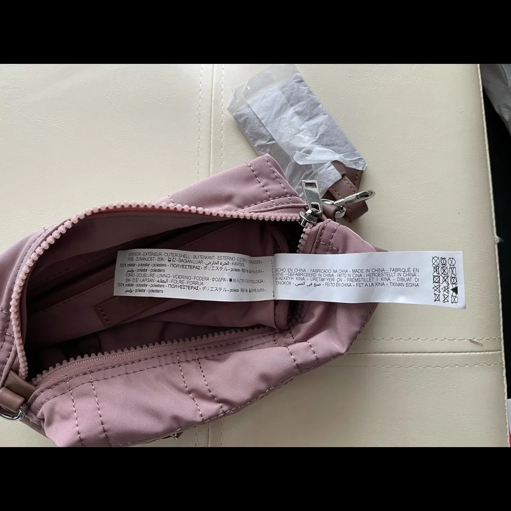 Zara Nylon Toiletry Bag w/ Topstitching Pink